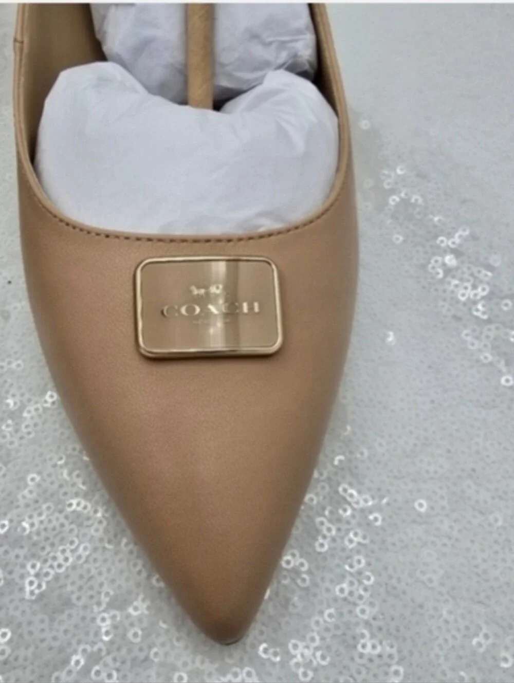 Coach Jillian Slingback Classic Low Heel Closed Toe Neutral Color Women's 9.5